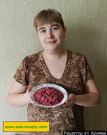 Beetroot prune salad with walnuts and mayonnaise