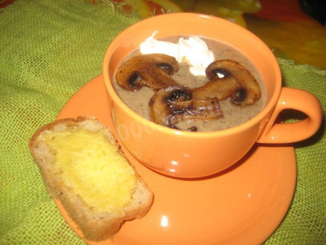 Mushroom soup puree with milk from fresh mushrooms