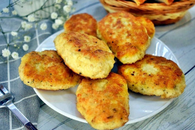 Chicken cutlets in a frying pan