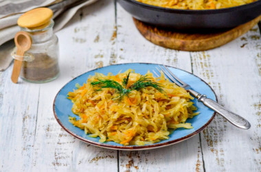 Cabbage stewed classic in a frying pan