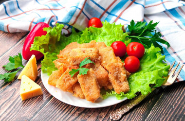 Cheese in batter in a frying pan