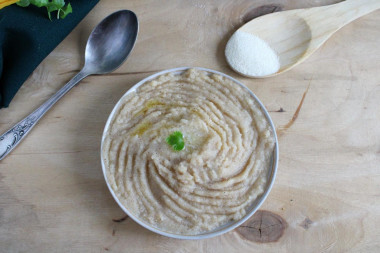 Fried semolina in a frying pan