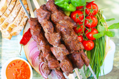 Juicy grilled beef kebab