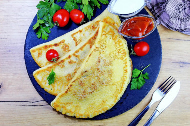 Pancakes with meat or lazy chebureks