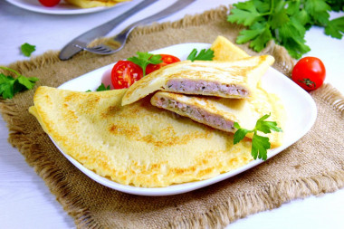 Pancakes with meat or lazy chebureks