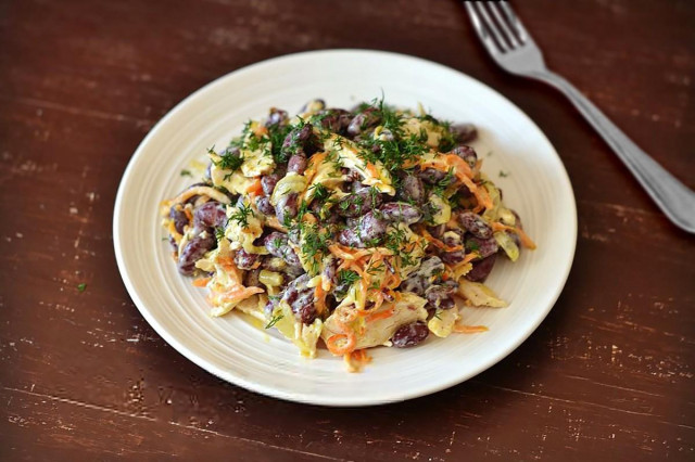 Salad beans, fried carrots