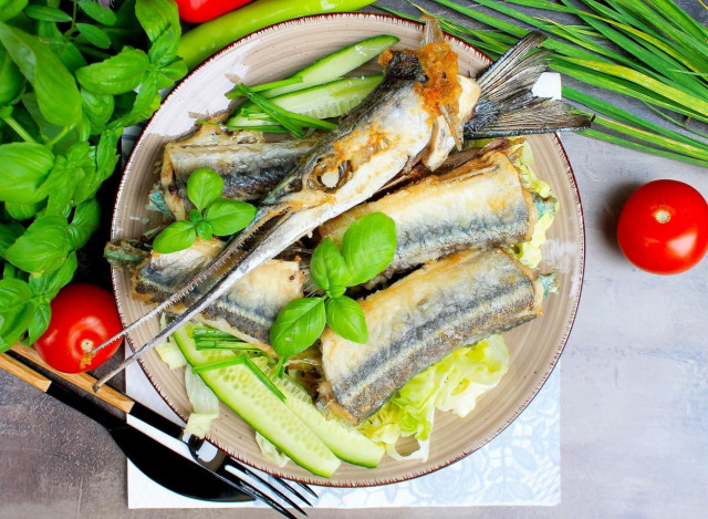 Pan-fried sargan fish