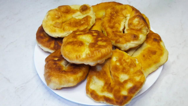 Fluffy fried tortillas on kefir