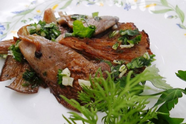 Fried pickled oyster mushrooms