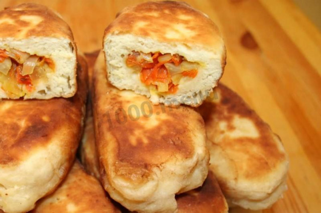 Cabbage and carrot pies, fried, yeast-free