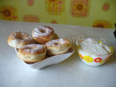 Fried yeast donuts in oil