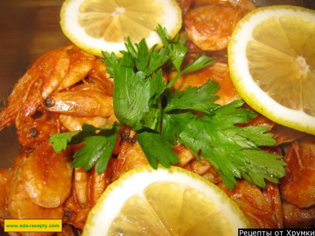 Fried shrimp with tomato paste