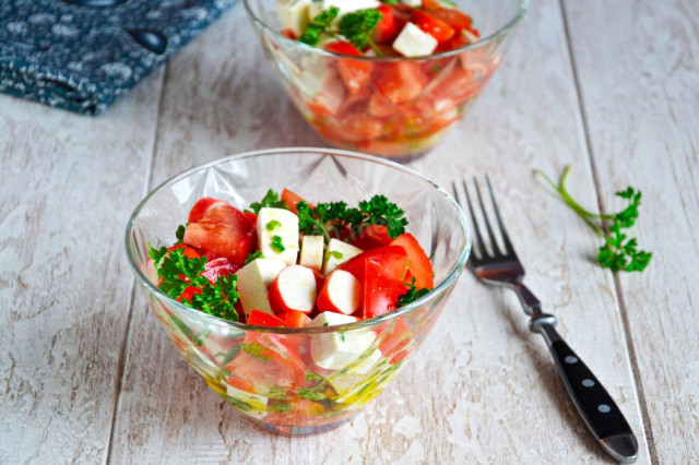 Salad crab sticks tomatoes cheese