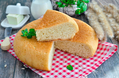 Homemade bread in a frying pan