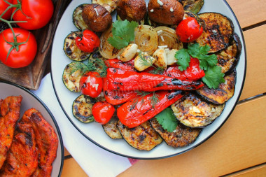 Grilled vegetables on barbecue