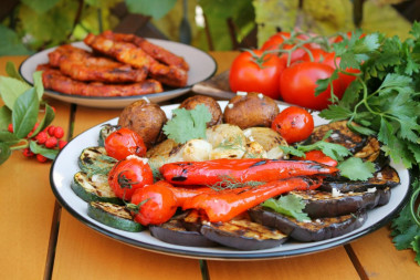 Grilled vegetables on barbecue