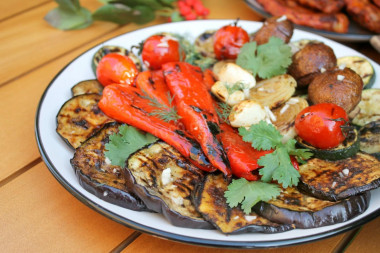 Grilled vegetables on barbecue