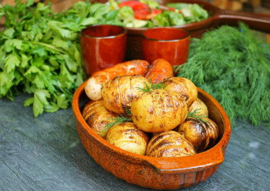 Grilled potatoes on skewers