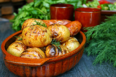 Grilled potatoes on skewers