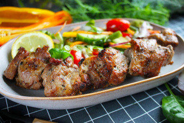 Pork kebab with onions