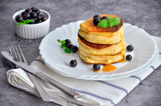 Japanese pancakes fluffy airy in a frying pan