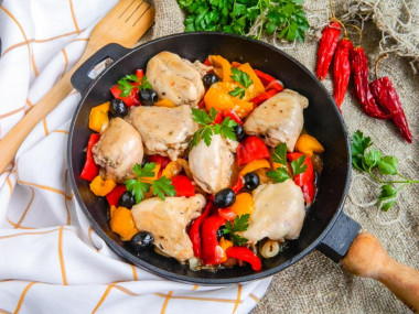 Chicken thighs in a frying pan