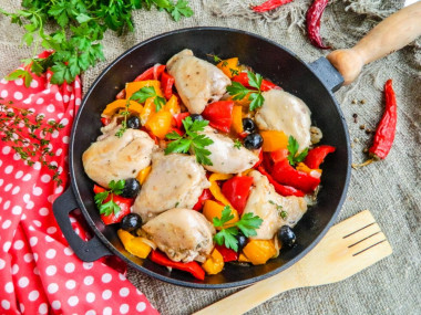 Chicken thighs in a frying pan