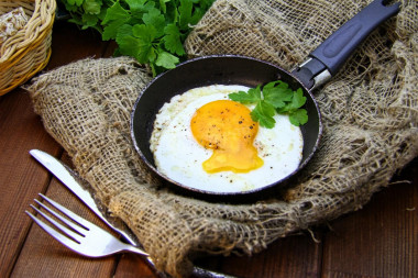 Fried eggs in a frying pan