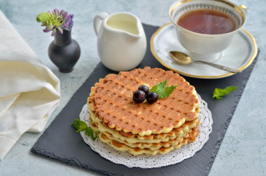 Crispy waffles in a waffle iron