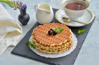 Crispy waffles in a waffle iron