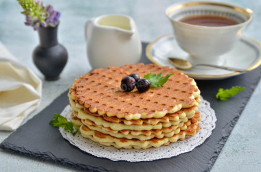 Crispy waffles in a waffle iron