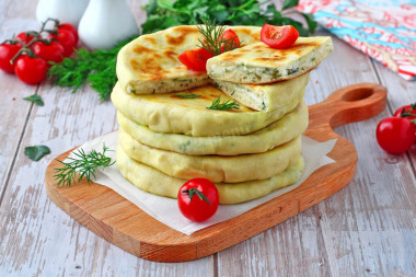 Tortillas with cheese in a pan on kefir