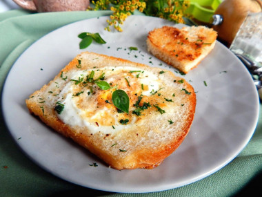 Egg in bread in a frying pan