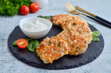 Chopped chicken cutlets with cheese