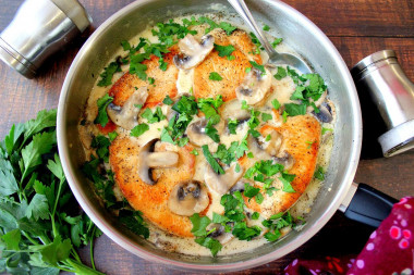 Turkey with mushrooms in cream sauce