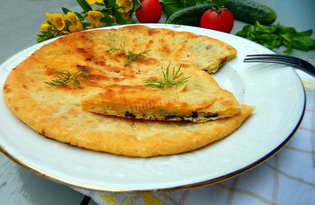 Tortillas with filling in a frying pan