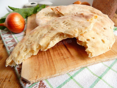 Uzbek katlama with onion puff pastry cakes