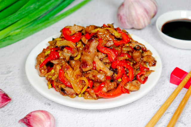 Pork in sweet and sour sauce in Chinese