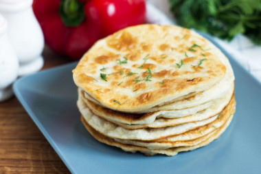 Lean tortillas in a frying pan