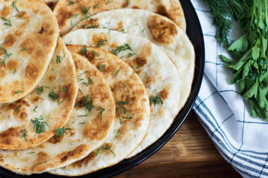 Lean tortillas in a frying pan