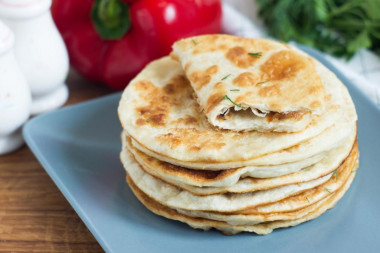 Lean tortillas in a frying pan